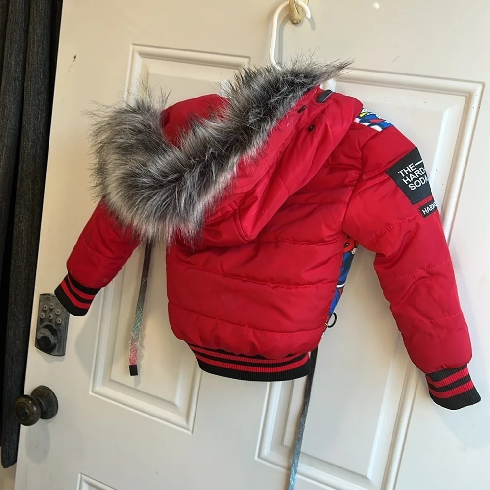 Hardsoda Limited Comic print hooded puffer jacket kids size 4